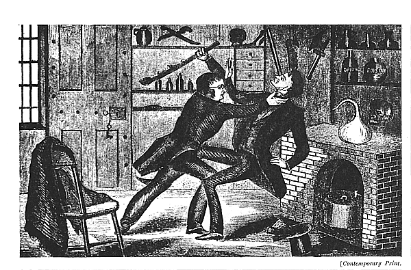 Contemporary Print of Professor John White Webster's attack on Dr. George Parkman