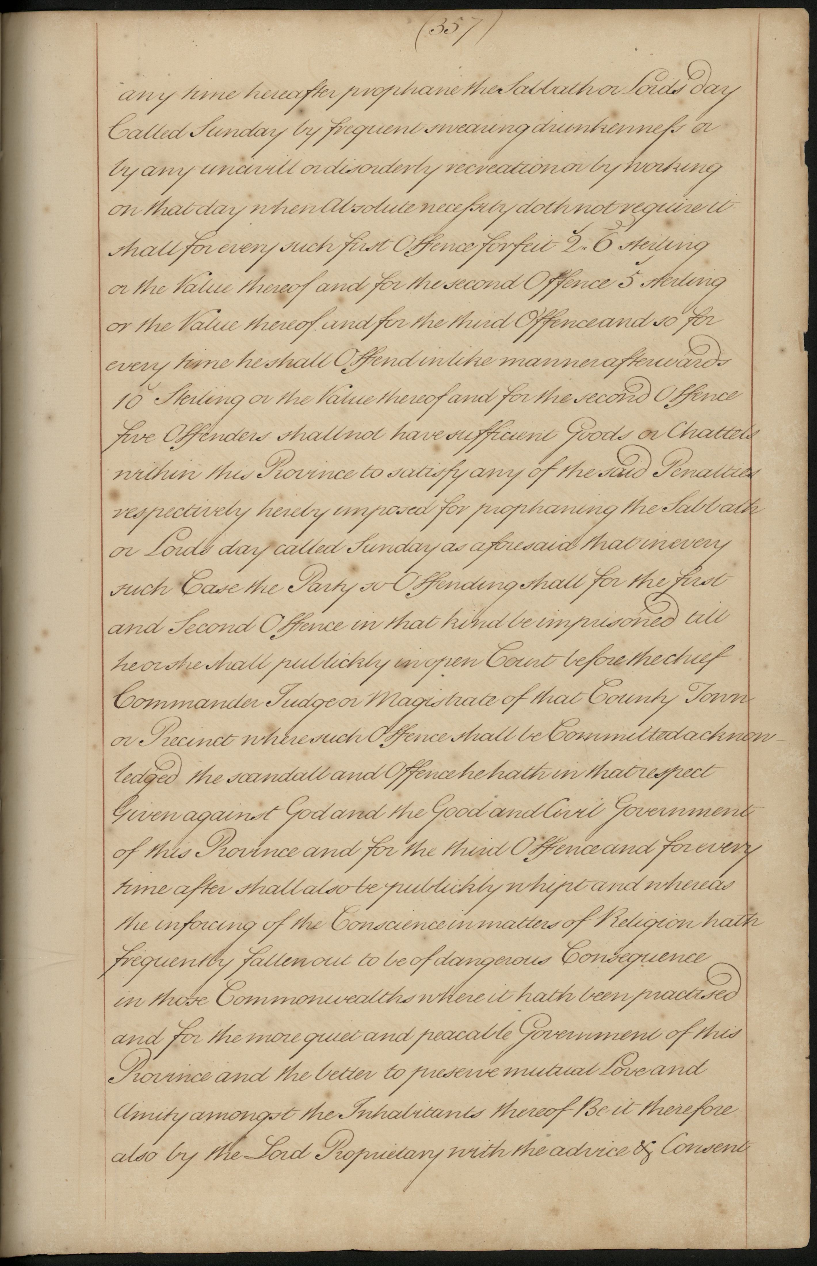 Act of Toleration,  f. 357