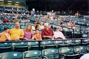 [photo, Three generations of Orioles fans, Oriole Park at Camden Yards, Baltimore, Maryland]