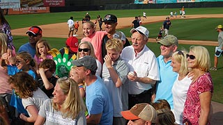 [photo, Baseball fans at Bowie Baysox vs. Akron Rubberducks game, Prince George's Stadium, Bowie, Maryland]