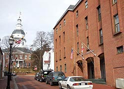 [photo, Office of Secretary of State, Wineland Building (State House in background), 16 Francis St., Annapolis, Maryland]