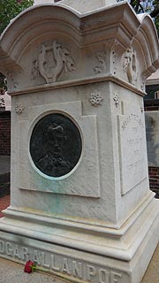 [photo, Tombstone of Edgar Allan Poe and Maria Clemm, Westminster Presbyterian Cemetery, West Fayette St. & Greene St., Baltimore, Maryland]