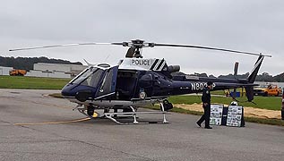 [photo, Baltimore County Police Aviation Unit helicopter, Martin State Airport, 701 Wilson Point Road, Baltimore, Maryland.]