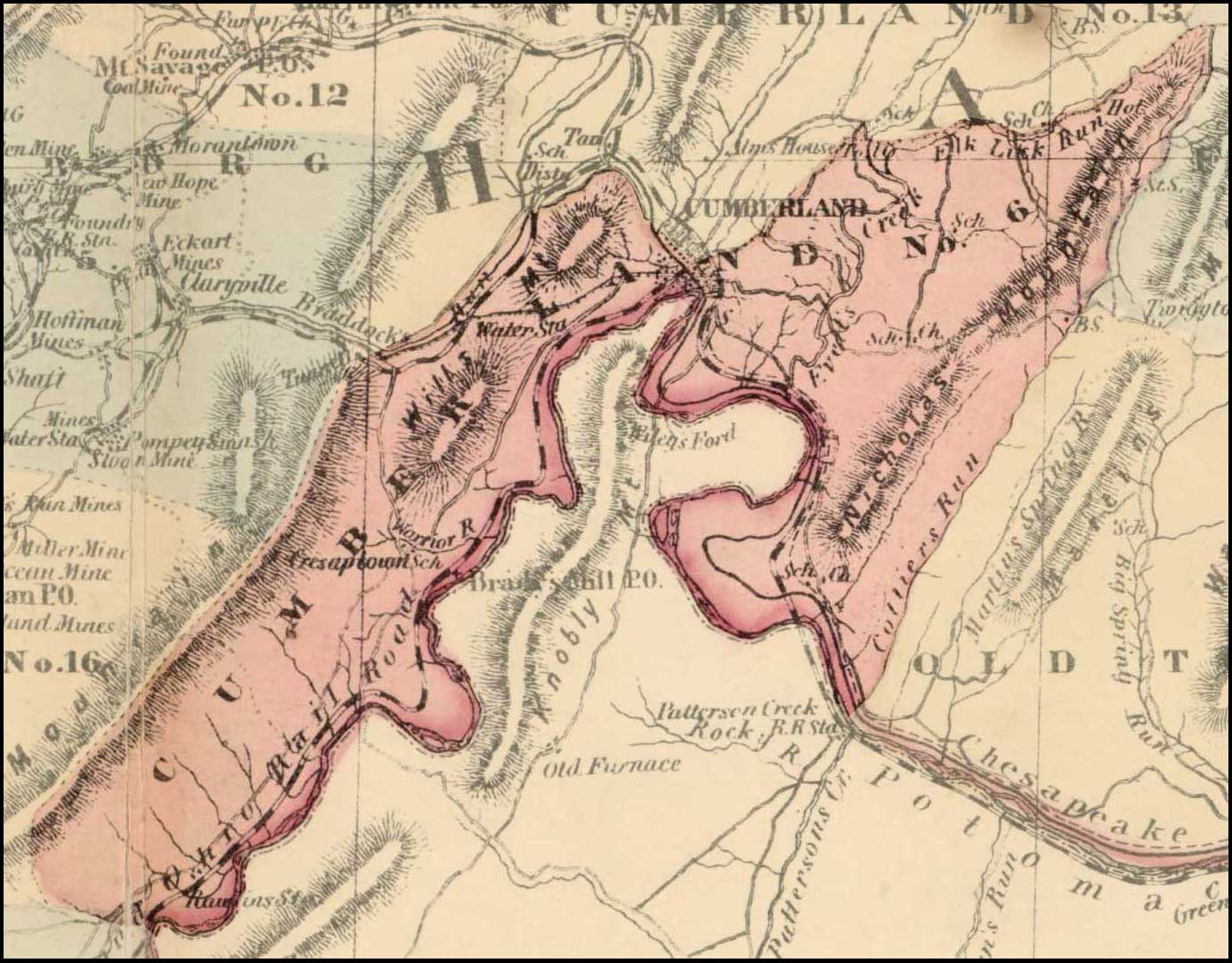 Simon J Martenet Map Of Allegany County 1865 District 6