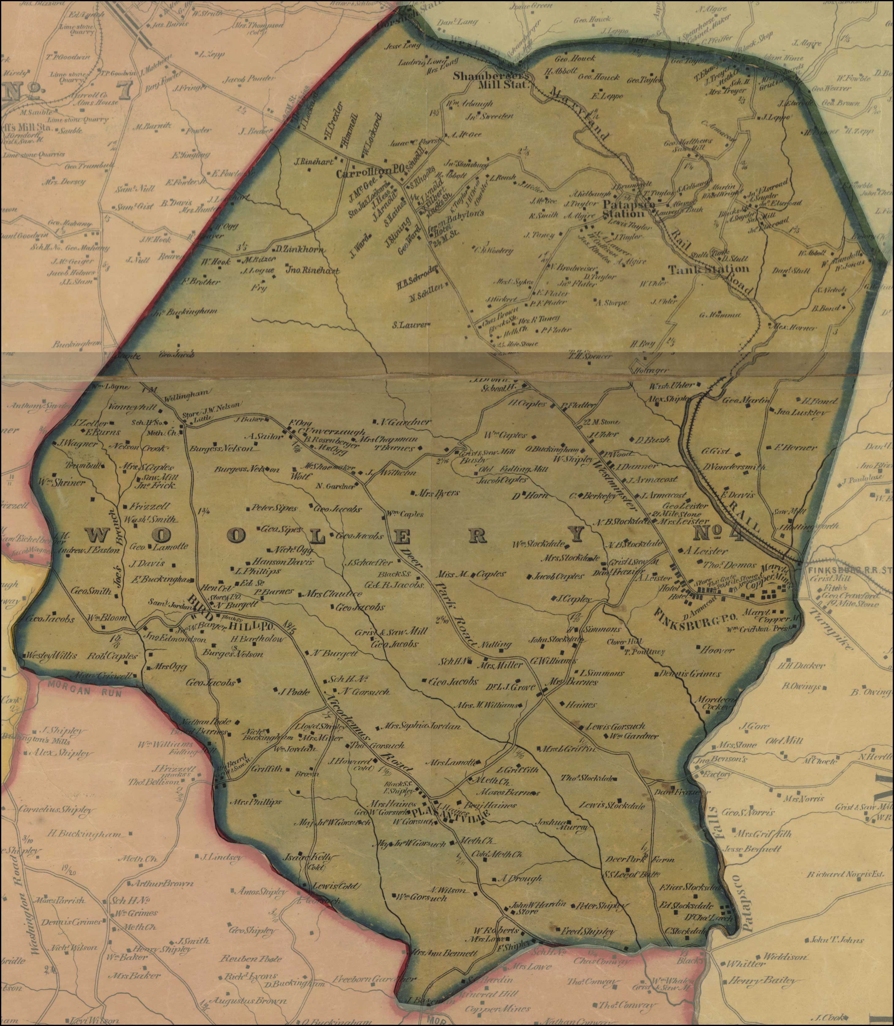 Simon J Martenet Map Of Carroll County 1862 District 4