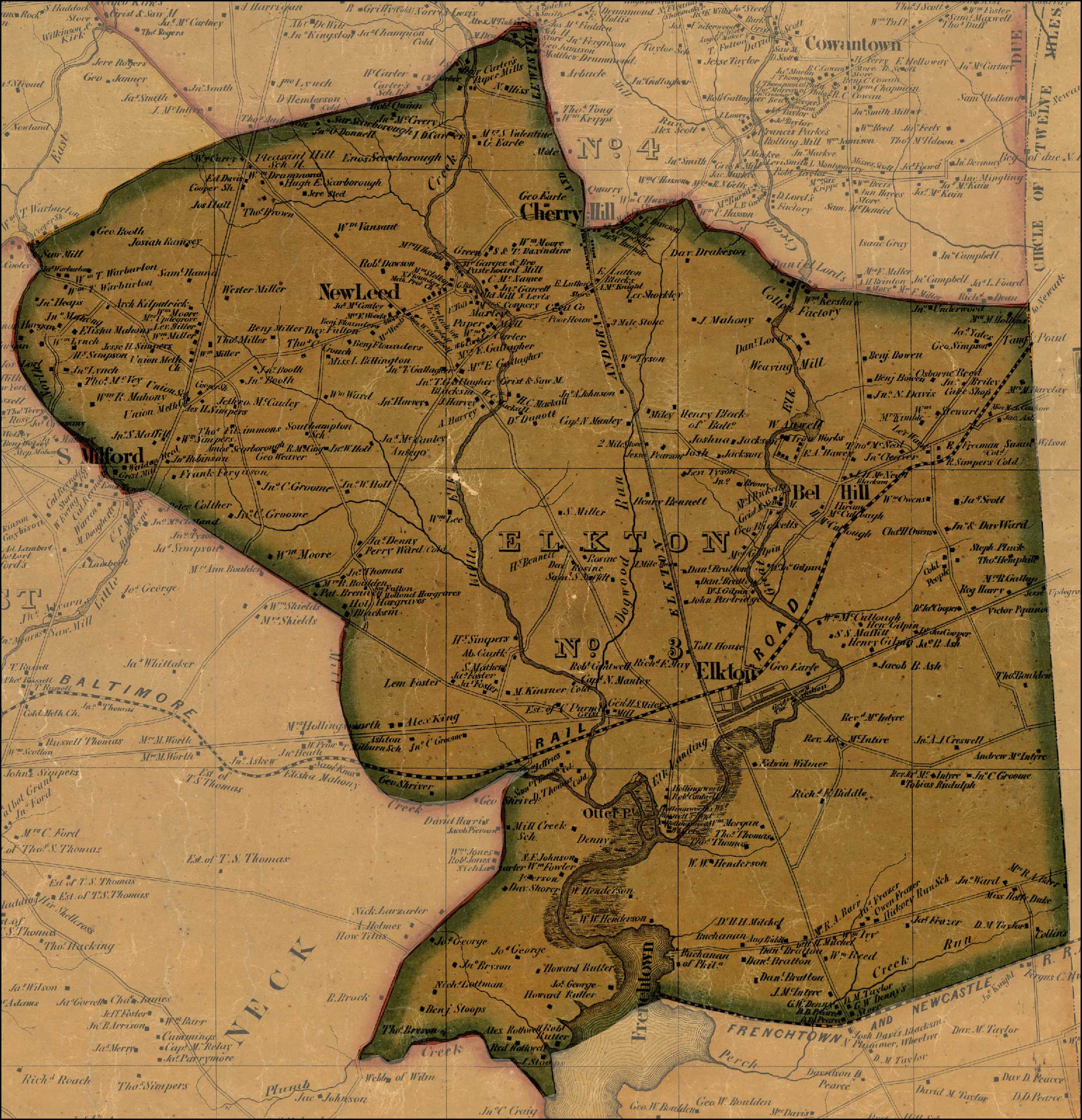 Simon J Martenet Map Of Cecil County 1858 District 3