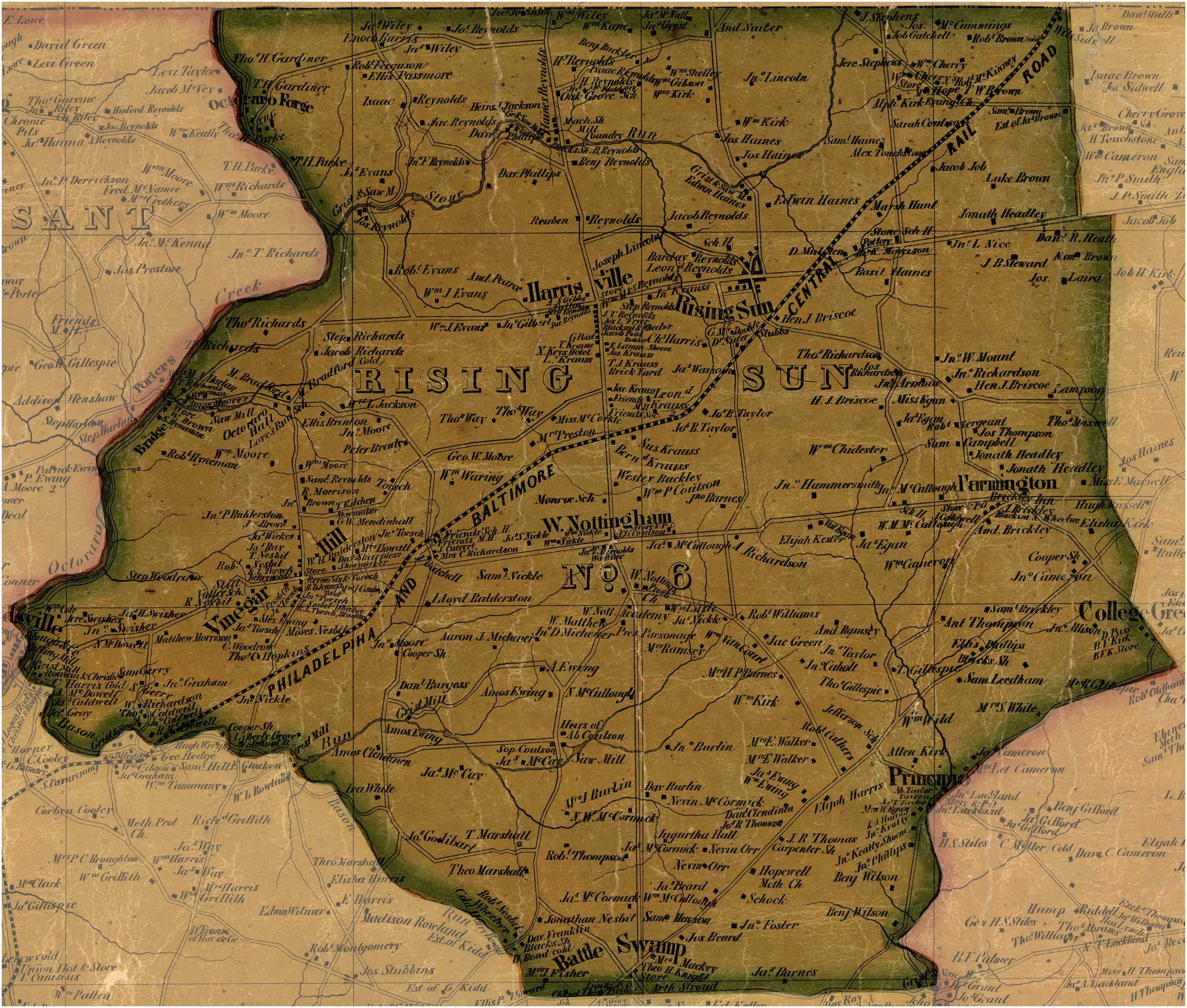 Simon J Martenet Map Of Cecil County 1858 District 6