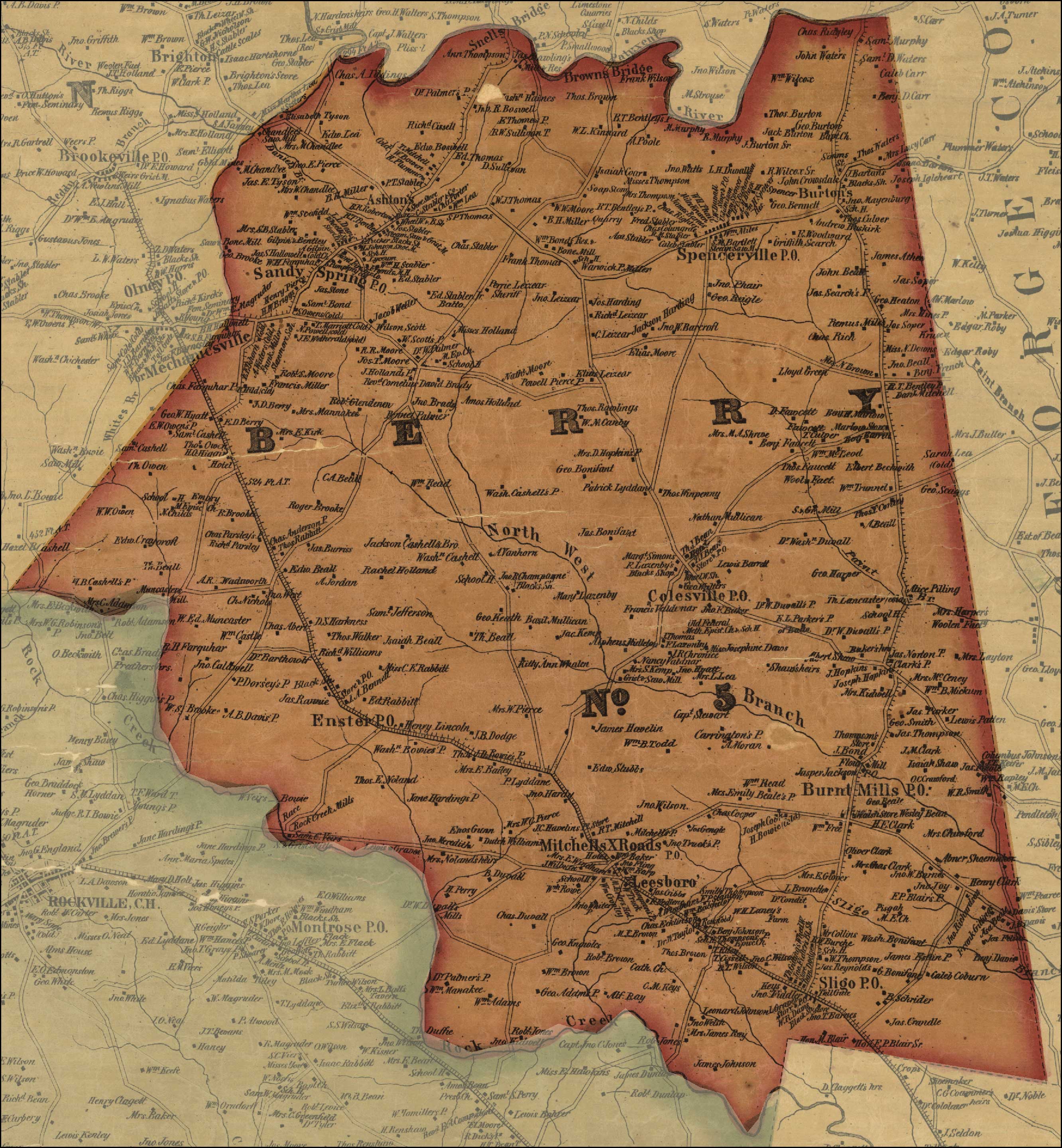 Simon J Martenet Martenet And Bond S Map Of Montgomery County 1865