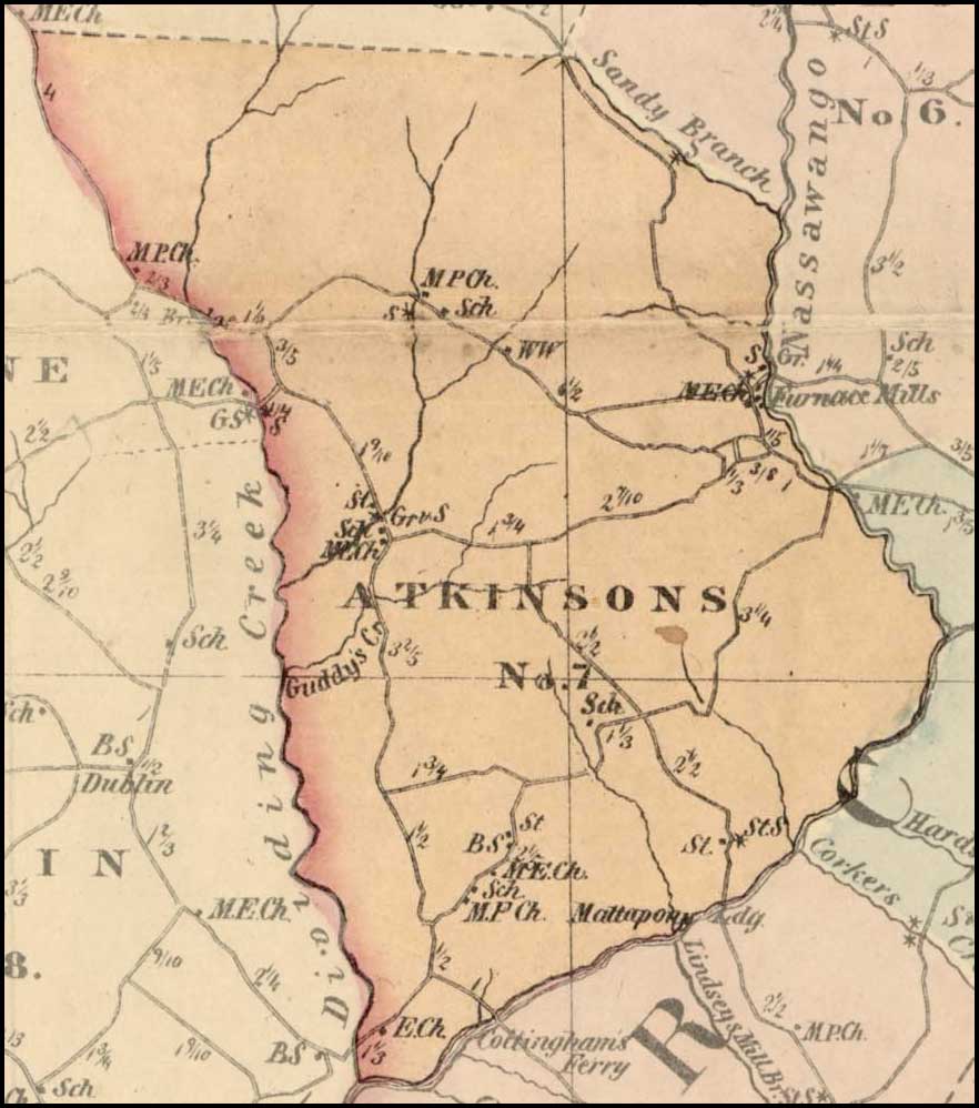 Simon J. Map of Worcester County, 1865, District 7