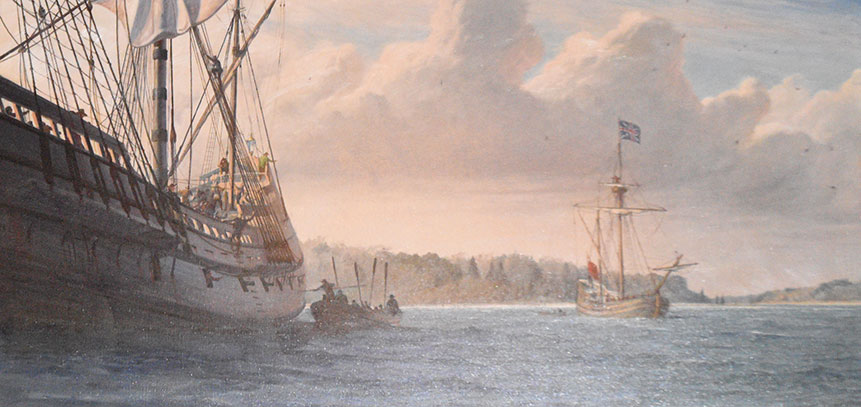 landing of the maryland colonists from the ark and the dove