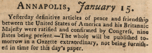 Maryland Gazette, January 15, 1784