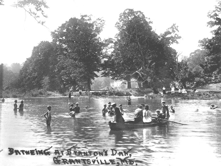 Bathing at Stanton's Dam, Grantsville, MD, 1920 circa