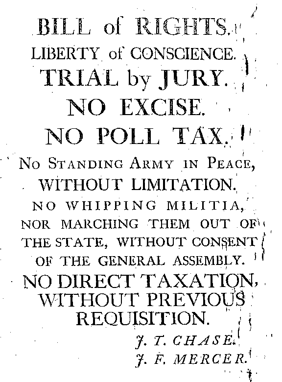 handbill calling for a Bill of Rights