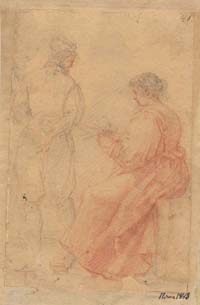 A Seated Woman and a Man from the Back 