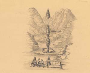 Peninsula of Sinai, Figures in front of a tree, Wednesday 9 March 1842.