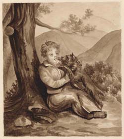 Boy with Terrier under a Tree 