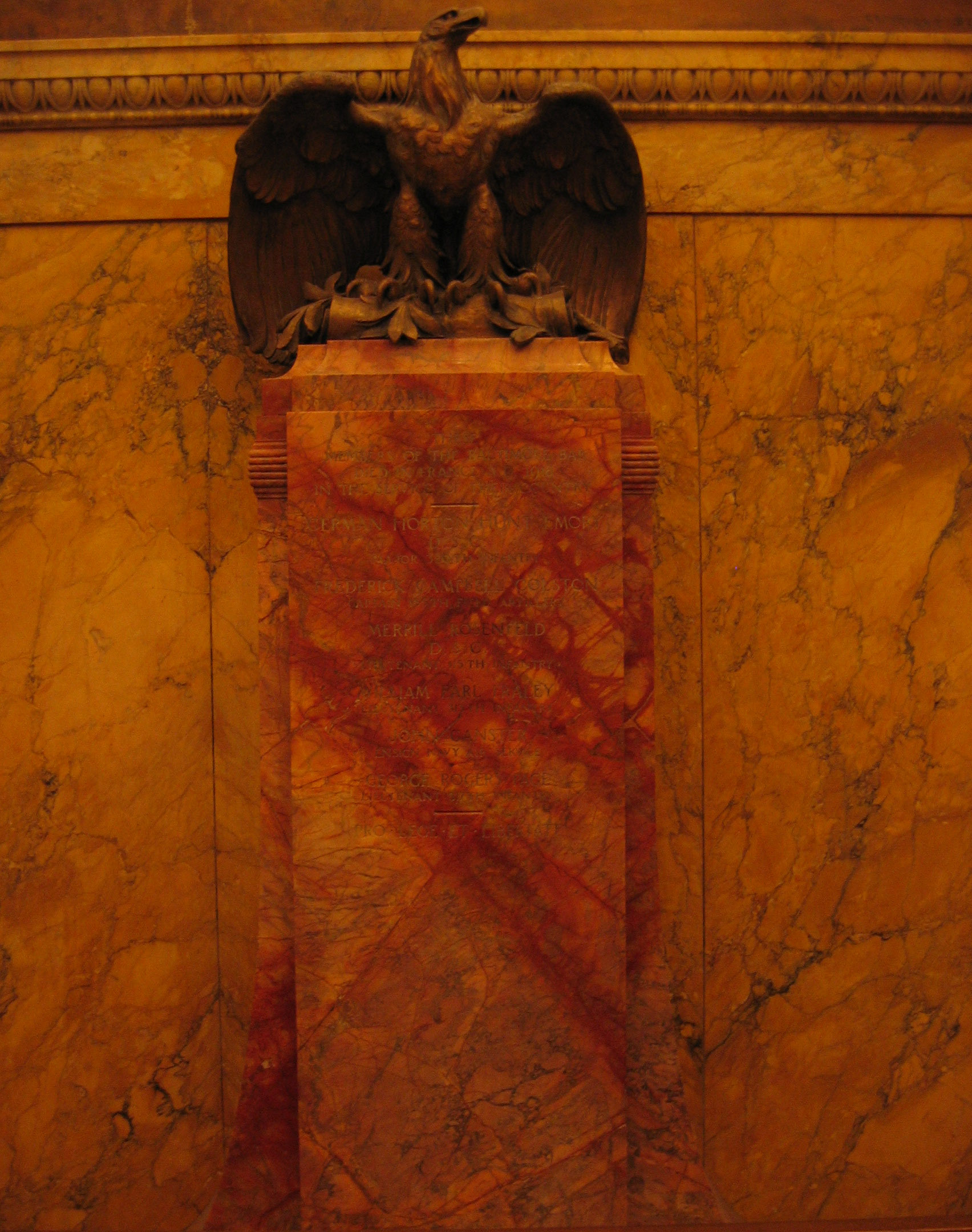 Marble pedestal and  Bronze Eagle