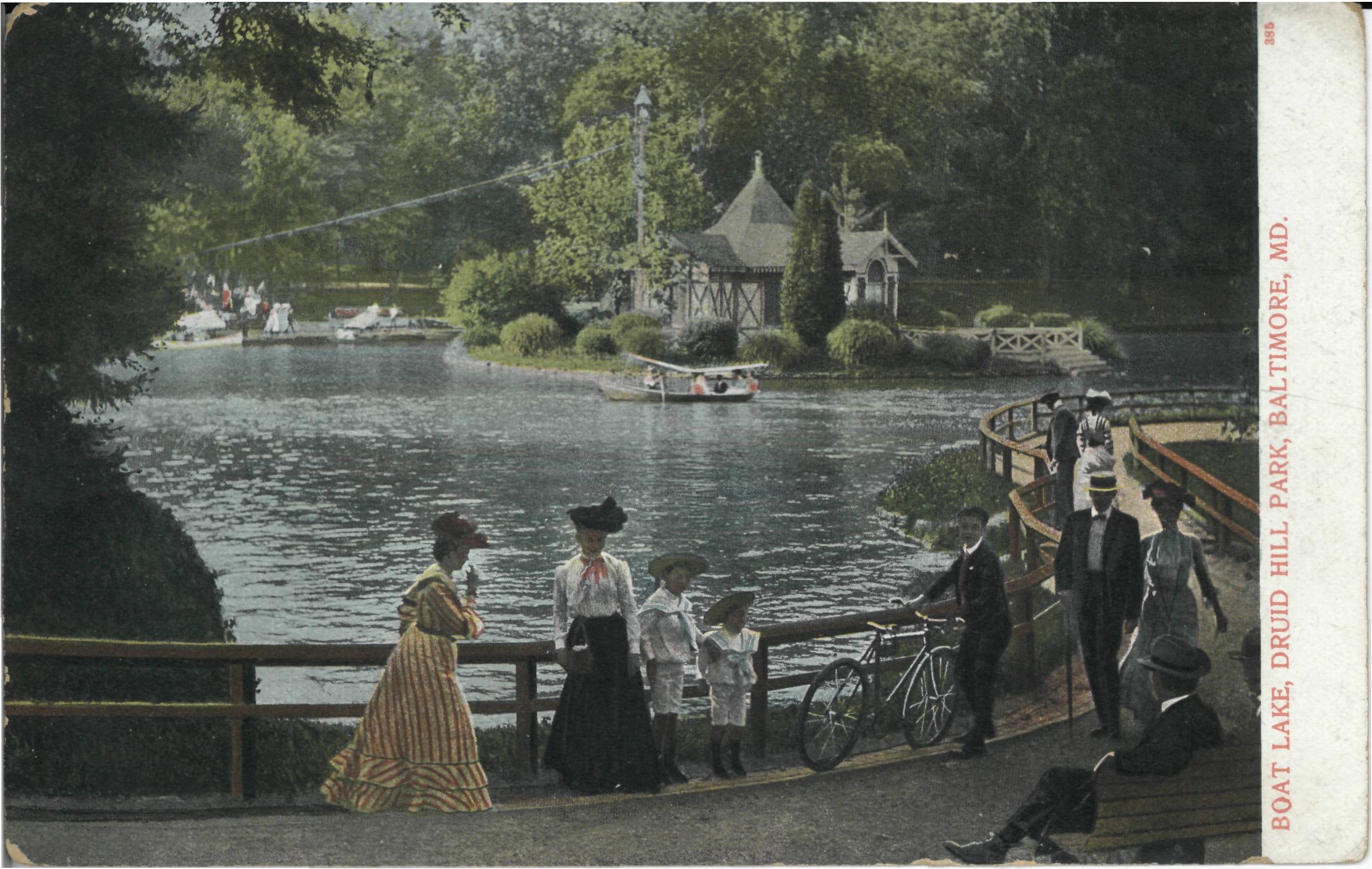 Postcard of Boat Lake at Druid Hill Park