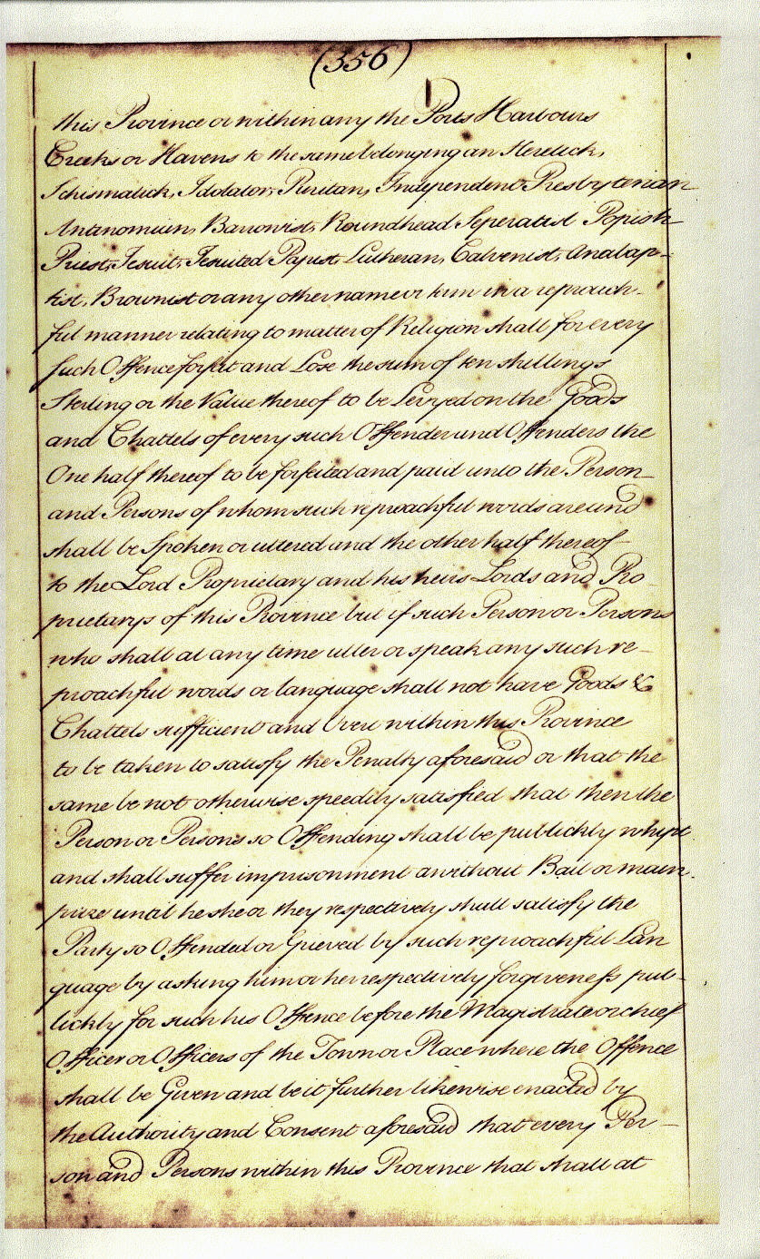 Act of Toleration,  f. 356