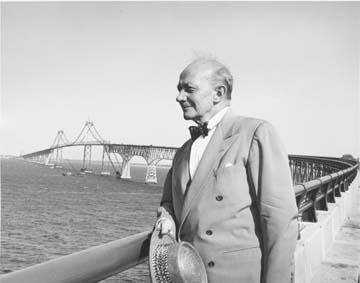 William Preston Lane standing on Chesapeake Bay Bridge