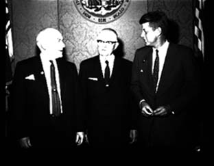 Mr. Ducket with J. Millard Tawes and John F. Kennedy, March 3, 1960
