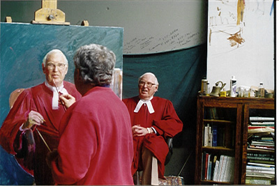 Judge Murphy sitting for his official portrait, painted by Cedric Egeli, 1997.
