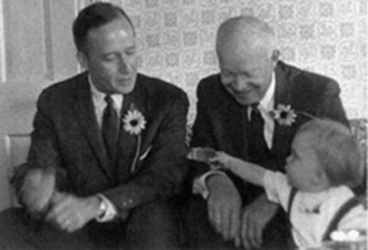 Mathias with former President Dwight D. Eisenhower at the Mathias family farm, c. 1963