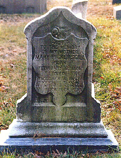 Gravestone for Mary Pickersgill (1776-1857)