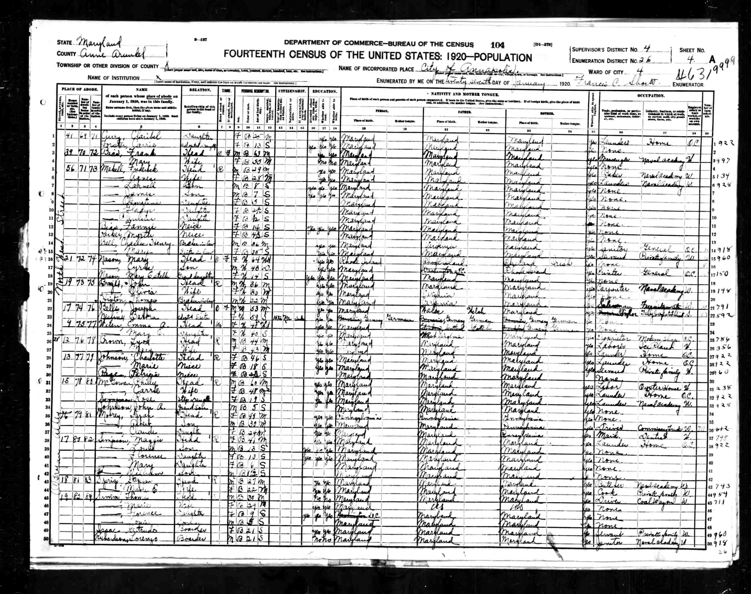 Charles Henry Bell MSA SC 5496-050595