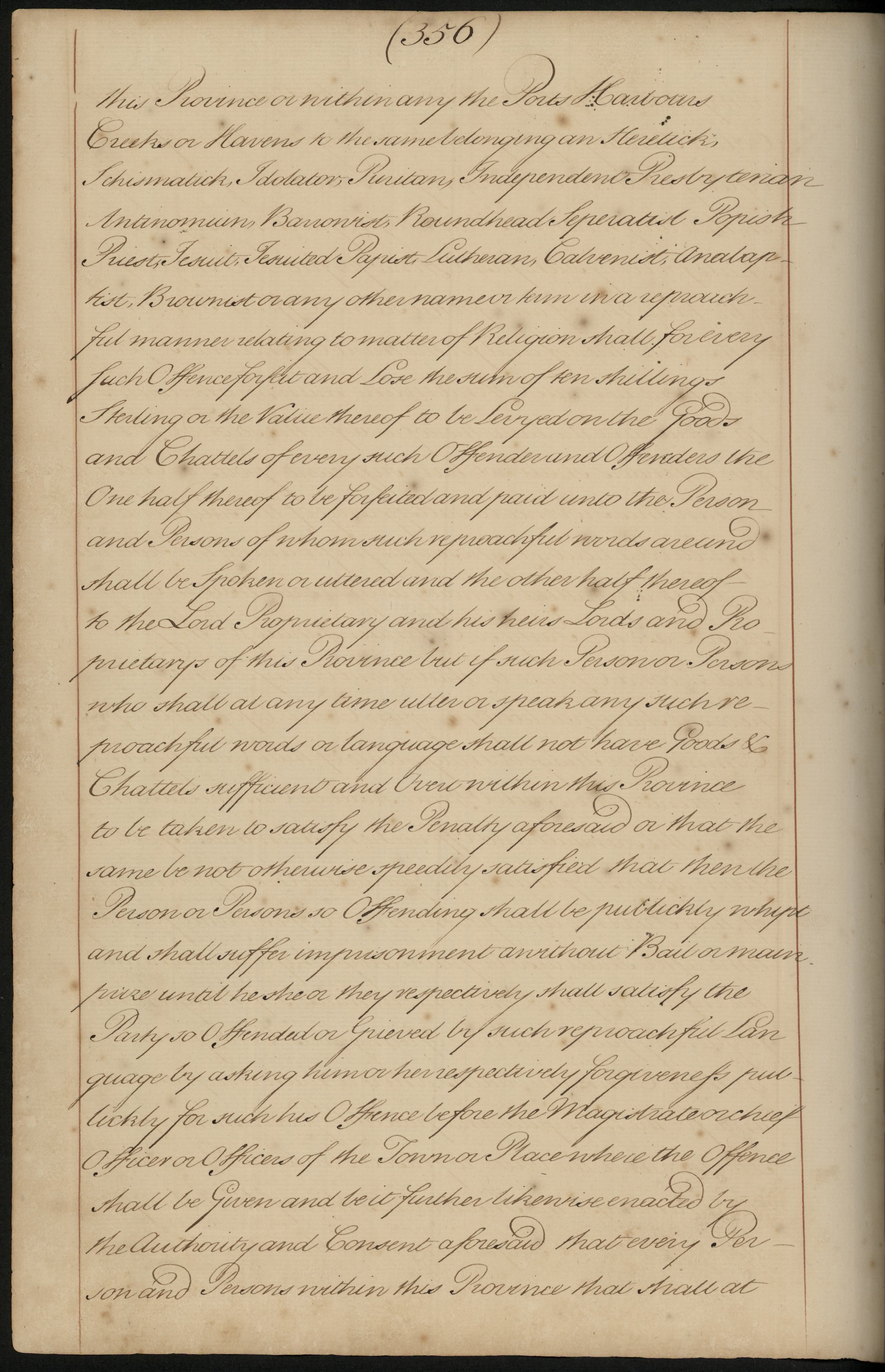Act of Toleration,  f. 356