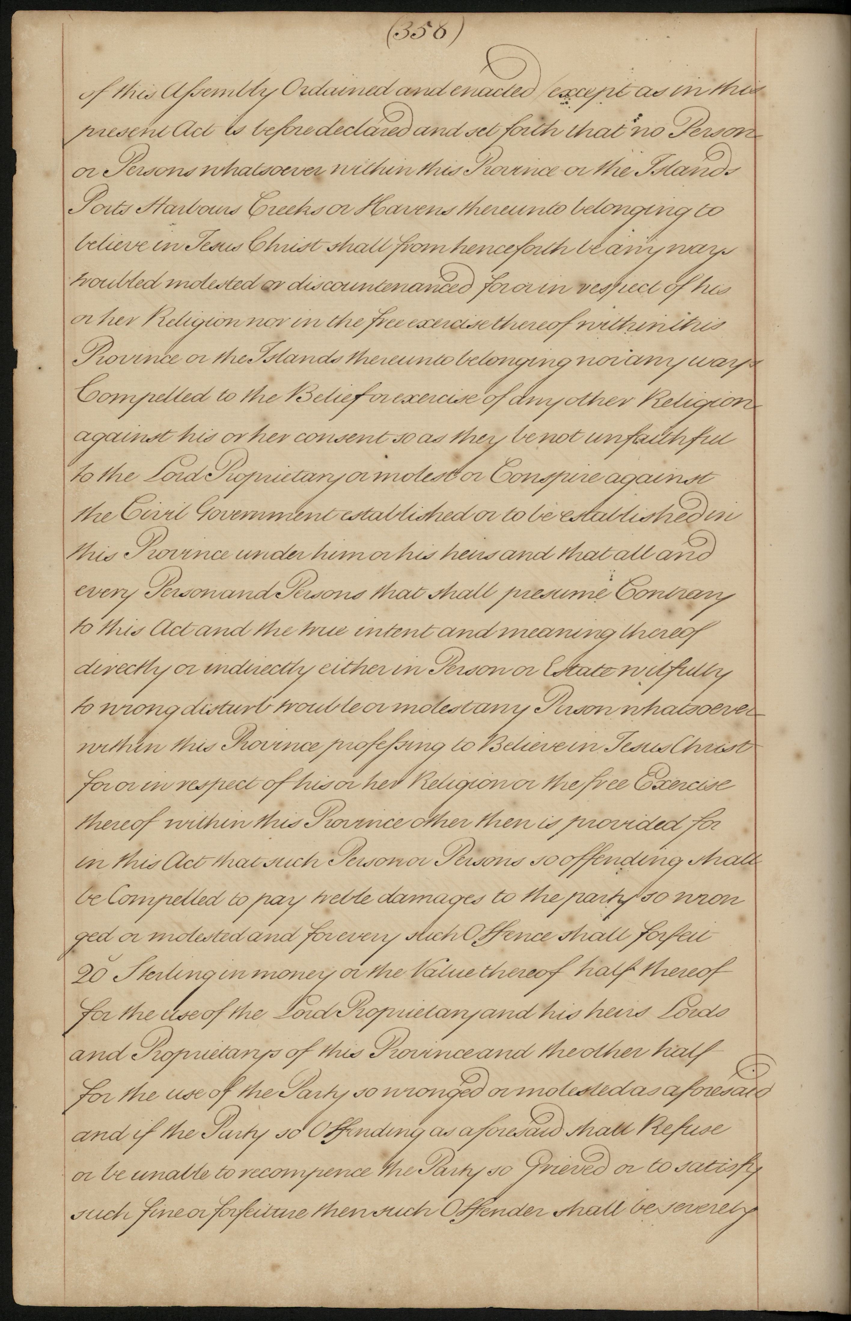 Act of Toleration,  f. 358