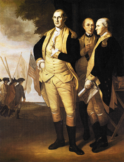 Painting: Charles Willson Peale, Washington, Lafayette, and Tilghman at Yorktown