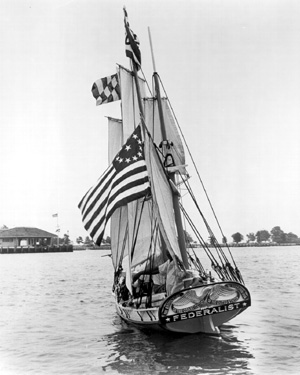 black and white image of the federalist ship
