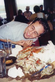 [photo, Adam Wexler after feast of steamed crabs, Anne Arundel County, Maryland]