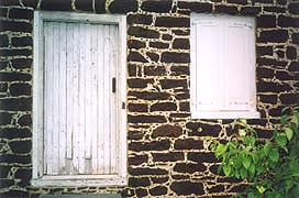 [photo, Door, shutter, & brickwork, Hancock's Resolution, 2795 Bayside Beach 
Road, Pasadena, Maryland]