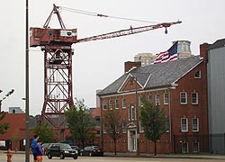 [photo, Bethlehem Steele shipyard crane at Baltimore Museum of Industry, 1415 Key Highway, Baltimore, Maryland]
