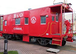 [photo, B & O railroad car, Baltimore & Ohio Railroad Station Museum, 117 East Liberty St., Oakland, Maryland]