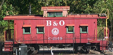 [photo, Baltimore and Ohio Railroad Caboose (C-2149), Baltimore and Ohio Railroad Station Museum, 3711 Maryland Ave., Ellicott City, Maryland]