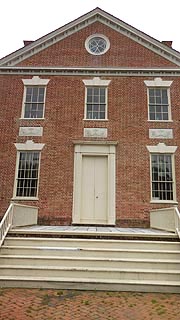 [photo, Teackle Mansion entrance, 11736 Mansion St., Princess Anne, Maryland]
