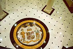 [photo, State Seal, Miller Senate Office Building, 11 Bladen St., Annapolis, Maryland]