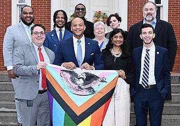 [photo, Maryland Legislative LGBTQ+ Caucus, State House, Annapolis, Maryland]