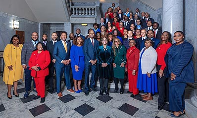 [photo, Legislative Black Caucus of Maryland, February 2026, State House, Annapolis, Maryland]