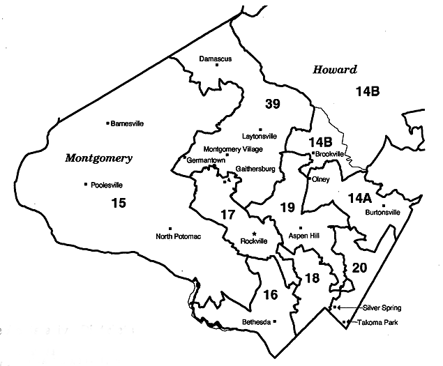 Map Of Montgomery County Md Montgomery County & Howard County, Maryland - Legislative Election District  Maps