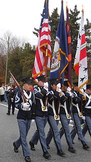 [photo, Military Honor Guard, Military Bowl Parade, Rowe Blvd., Annapolis, Maryland]