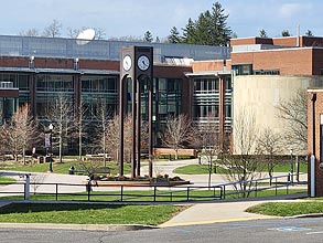 [photo, Clock Tower and Catherine R. Gira Center for Communications and Information Technology, Frostburg State University, Frostburg, Maryland]