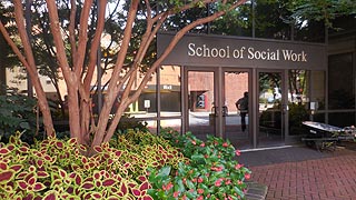 [photo, Louis L. Kaplan Hall, School of Social Work, University of Maryland, Baltimore, 525 West Redwood St., Baltimore, Maryland]