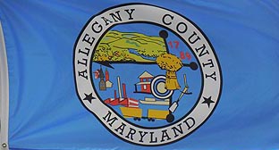 [photo, Allegany County Flag at State Office Building, 301 West Preston St., Baltimore, Maryland]