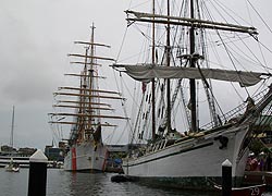 [photo, Gazela Primeiro & USCGC Eagle in port for Star-Spangled Spectacular, Inner Harbor, Baltimore, Maryland]