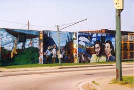 [photo, Murals on a sunny day, Wells St. at Hanover St., Baltimore, Maryland]