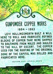 [photo, Gunpowder Copper Works historical marker, Glen Arm, Maryland]